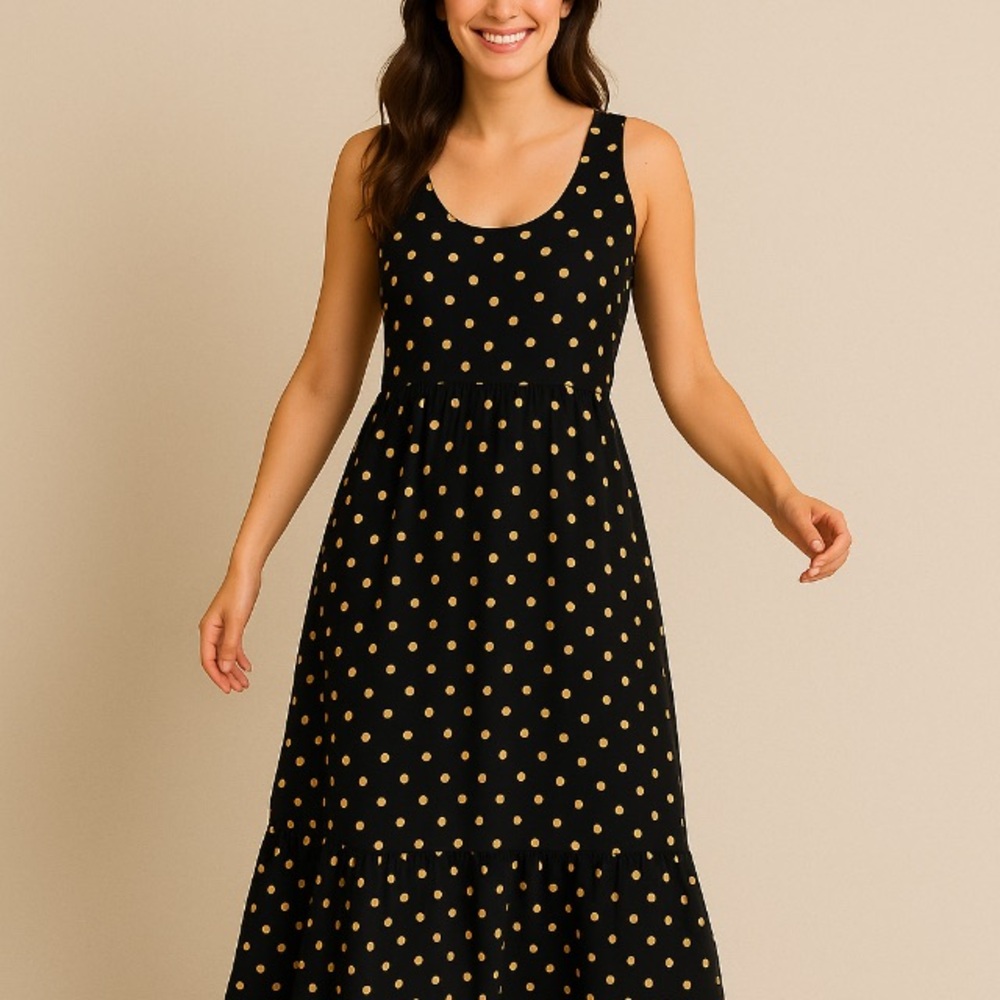 Cynthia Rowley Boho Linen-Blend Polka Dot Maxi Dress Size S